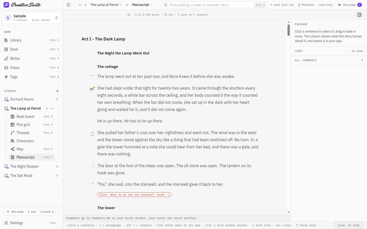 The Manuscript in Leathercase, on the sample story